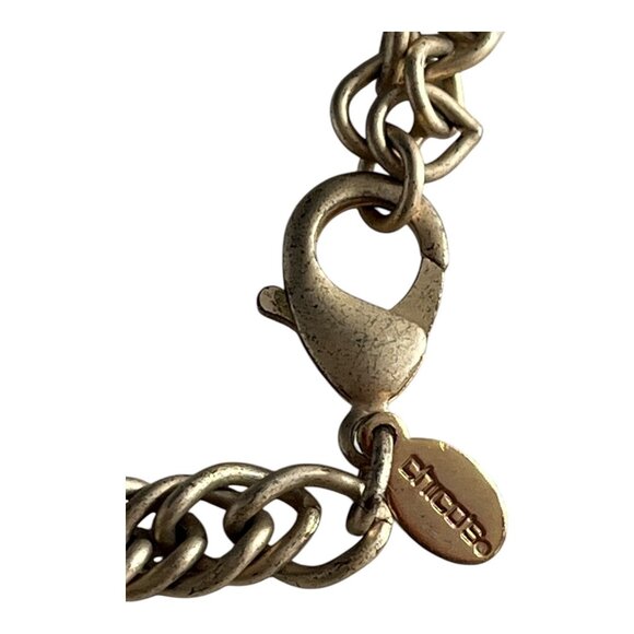 Chico’s Hammered Metal & Mother of Pearl Disc Statement Necklace – Gold Tone - Picture 3 of 5